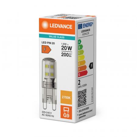 Ledvance G9 LED Stiftsockel Lampe PIN 1,9W wie 20W 2700K warmweißes Licht